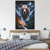 Two bears in the forest dark 4 canvas afdruk (Insitu (Slaapkamer))