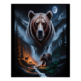 Two bears in the forest dark 4 perfect poster