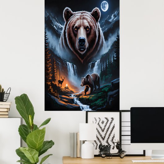 Two bears in the forest dark 4 poster (Thuiskantoor)