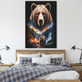 Two bears in the forest dark 5 canvas afdruk (Insitu (Slaapkamer))