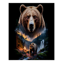 Two bears in the forest dark 5 perfect poster