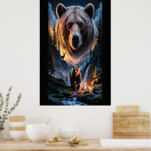 Two bears in the forest dark 6 poster (Keuken)