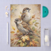 Two Beautiful Birds with Autumn or Fall Leaves Tissuepapier (Craft)