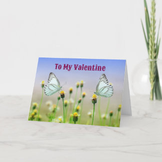 Two Butterflies In A Garden Valentine Day Card Kaart