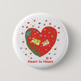 Two butterflies ronde button 5,7 cm