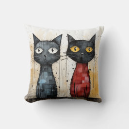 Two Cats - Blauw & Rood Sierkussen