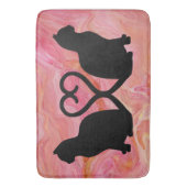Two Cats Heart Tails on Pink Marble Badmat (Voorkant Verticaal)