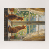 Two Cats sitting in a bay window seat Legpuzzel (Horizontaal)