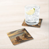 Two Chairs on a Beach Vierkante Kartonnen Onderzetter (Insitu)