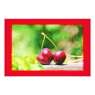 "Two Cherries Fruit" Cute Photo. Bestel nu Foto Afdruk