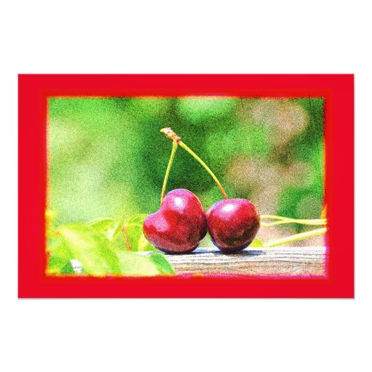 "Two Cherries Fruit" Cute Photo. Bestel nu Foto Afdruk (Voorkant)