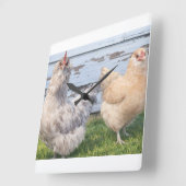 Two Chickens Farmhouse Kitchen Wall Clock Vierkante Klok (Hoek)