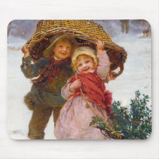 Two children in the snow by Frederick Morgan Muismat (Voorkant)