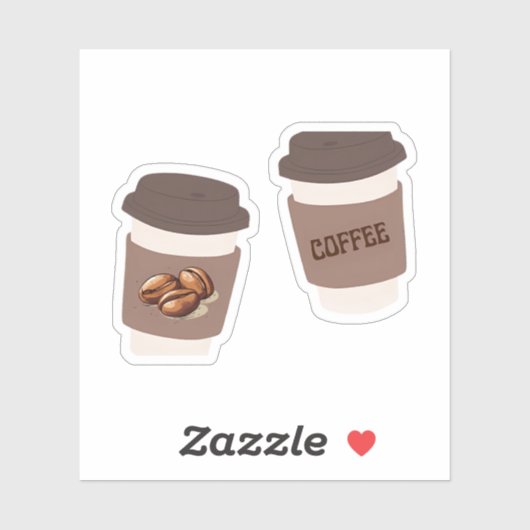 Two Coffee Cups , Cute Coffee Sticker (Feuille)