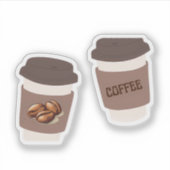 Two Coffee Cups , Cute Coffee Sticker (Devant)