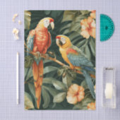 Two Colorful Parrots Tropical Flower Branch Tissuepapier (Craft)