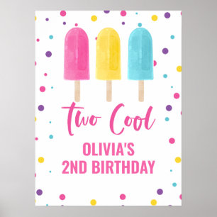 Two Cool 2de verjaardag Regenboog Ijslolly Poster