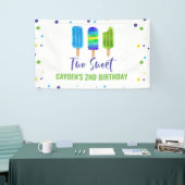 Two Cool 2nd Birthday Ice Pop blauw groen Spandoek (Beurs)