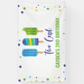 Two Cool 2nd Birthday Ice Pop blauw groen Spandoek (Verticaal)