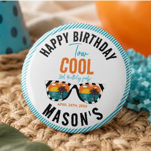 Two Cool Boy 2de verjaardagsfeestje Ronde Button 6,0 Cm