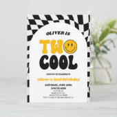 Two Cool Retro Arch Eerste 2e Verjaardagsfeest Kaart (Staand voorkant)