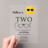 Two Cool Sunglass 2nd Birthday Simple Acryl Uitnodigingen (Insitu (Draagbaar))
