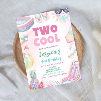 Two Cool - Zomer Meisje 2de Verjaardagsfeestje Kaart