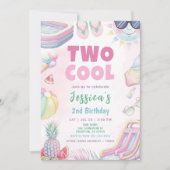 Two Cool - Zomer Meisje 2de Verjaardagsfeestje Kaart (Voorkant)