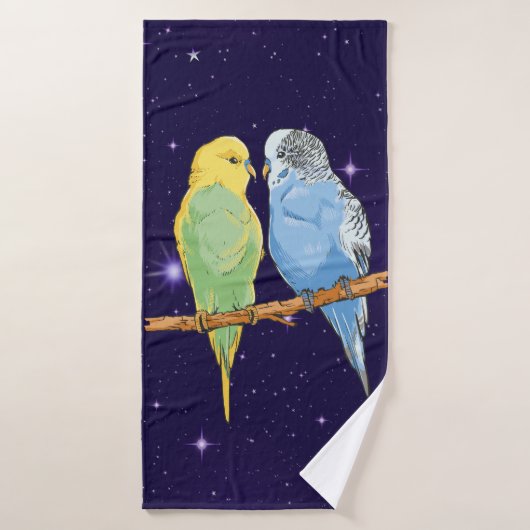 Two cute bleu et Green Budgie (Serviette de bain)