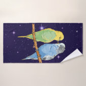 Two cute blue and green Budgie Badhanddoek (Badhanddoek)