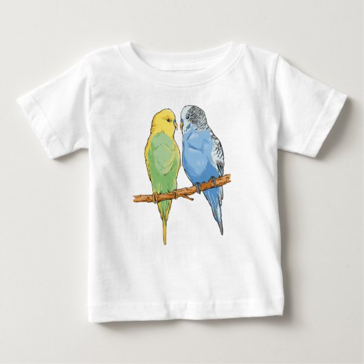Two cute blue and green Budgies (Voorkant)