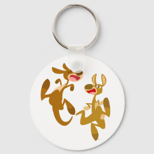 Two Cute Bouncy Cartoon Kangaroos Sleutelhanger