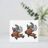 Two Cute Cartoon Reindeer/Cariou Briefkaart (Staand voorkant)