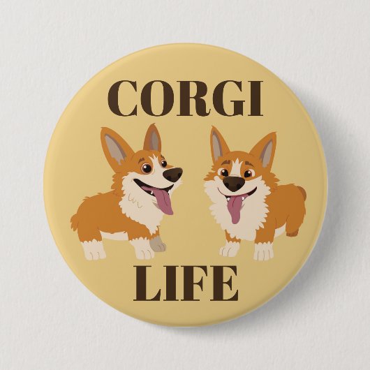 Two Cute Corgi Dogs Button (Voorkant)