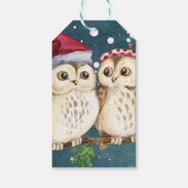 Two cute drawn Owls Cadeaulabel