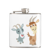 Two Cute Happy Cartoon Goats Hip Flask Heupfles (Voorkant)