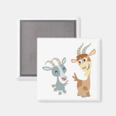 Two Cute Happy Cartoon Goats Magnet Magneet (Voorkant / Achterkant)