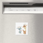 Two Cute Happy Cartoon Goats Magnet Magneet (Insitu (Vaatwasser))