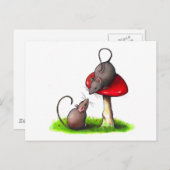 Two Cute Little Mice and a Toadstool: Artwork Briefkaart (Voorkant / Achterkant)