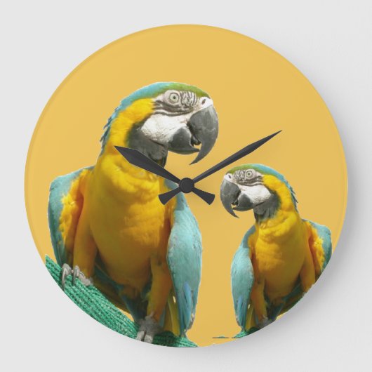 Two Cute Parrots Round Wall Clock Grote Klok (Voorkant)