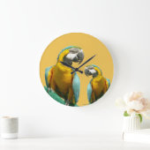 Two Cute Parrots Round Wall Clock Grote Klok (Huis)