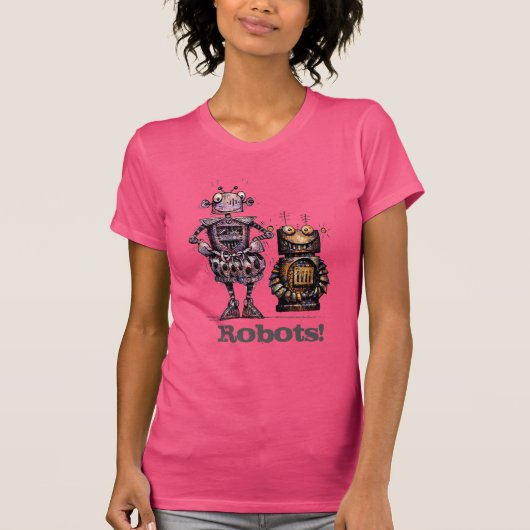 Two Cute Robots Funny T-shirt (Voorkant)