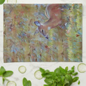 Two Deer Baby Deer Resting Meadow Art Handdoek (Gevouwen)
