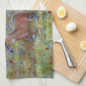 Two Deer Baby Deer Resting Meadow Art Handdoek (Quarter Fold)