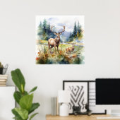 Two Deer Poster (Thuiskantoor)