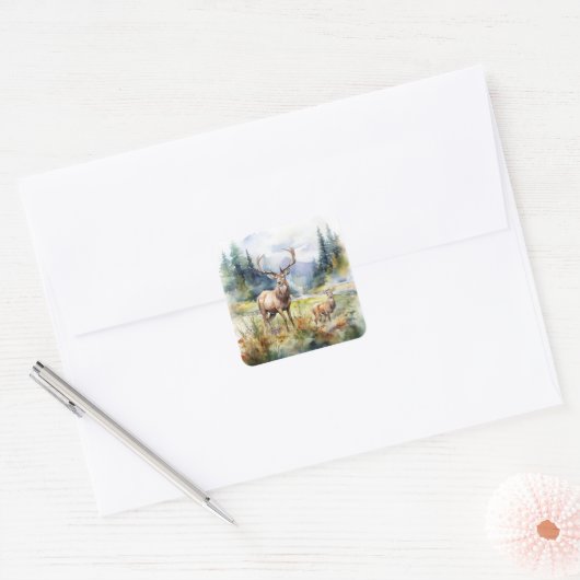 Two Deer Vierkante Sticker (Envelop)