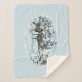 Two Deers en een Snowman Sherpa Blanket Deken