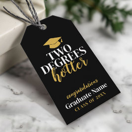 Two Degrees Hotter - Naam - Zwart Goud Afstuderen Cadeaulabel