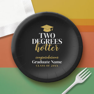 Two Degrees Hotter - Naam - Zwart Goud Afstuderen Papieren Bordje