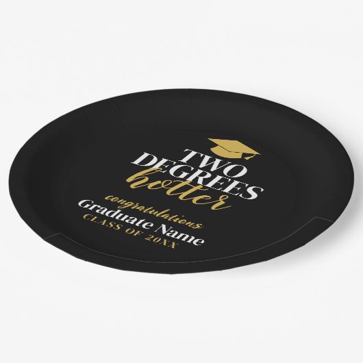 Two Degrees Hotter - Naam - Zwart Goud Afstuderen Papieren Bordje (Gekanteld)